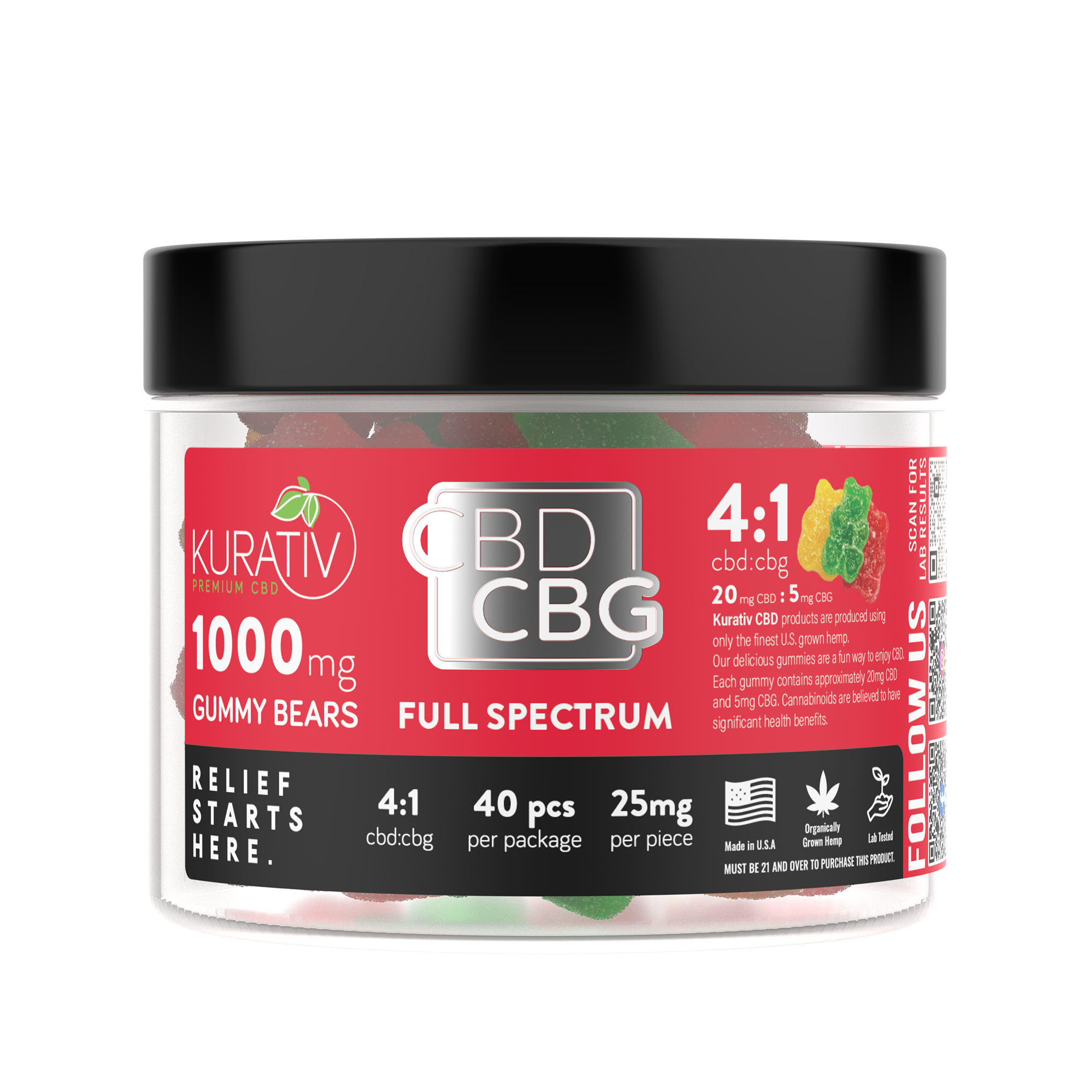 Full Spectrum CBG Gummies 1000mg - Available in Multiple Flavors