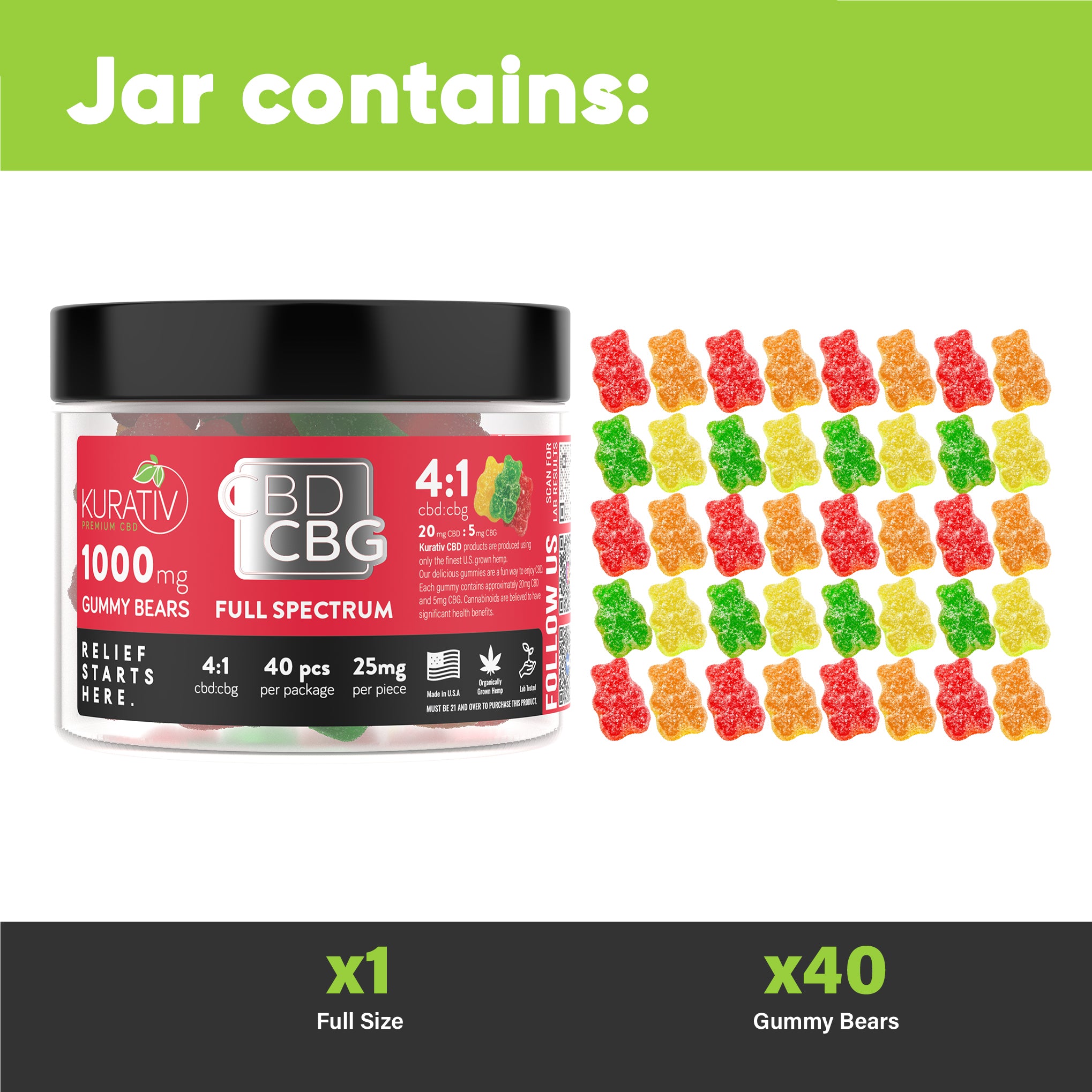 Full Spectrum CBG Gummies 1000mg - Available in Multiple Flavors