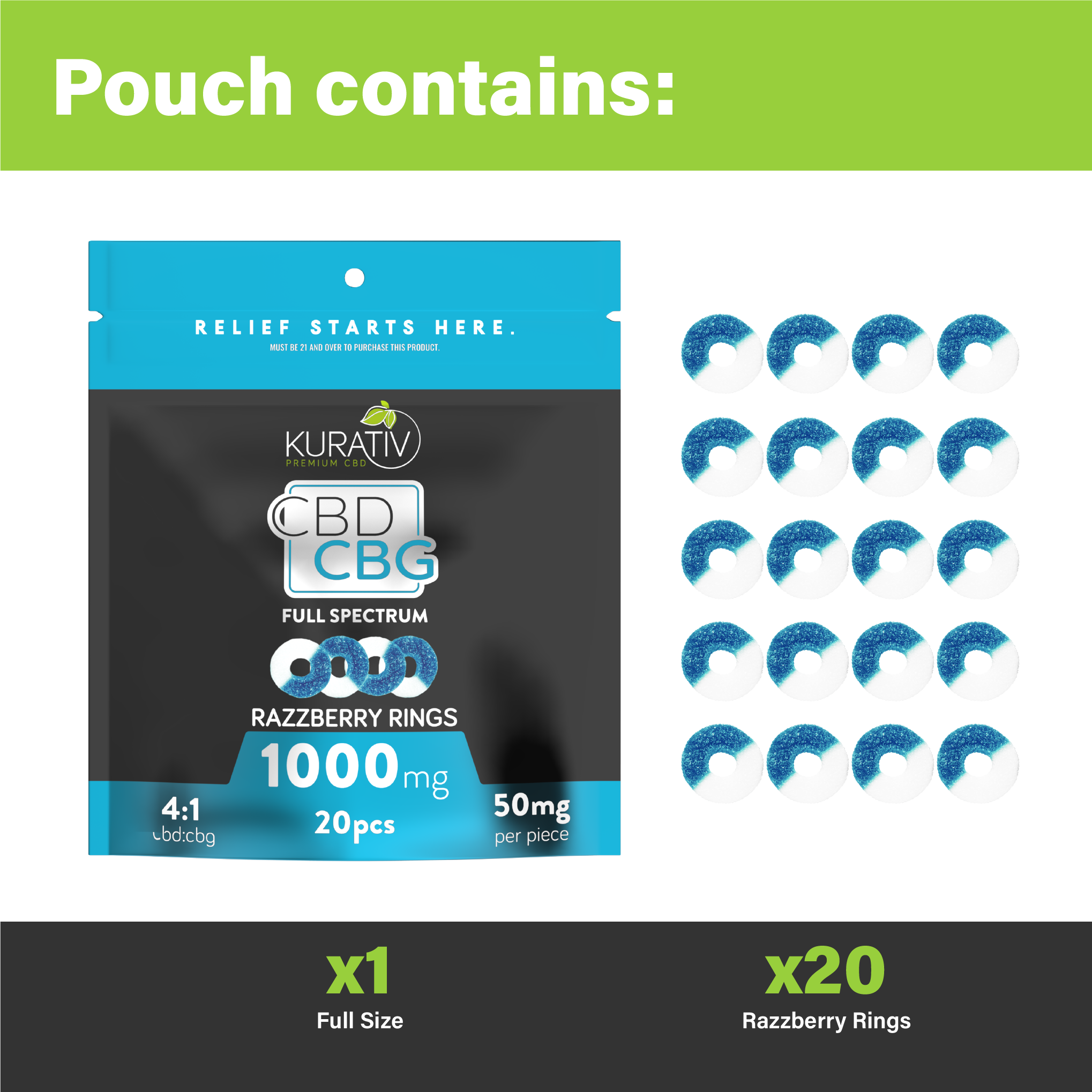 Full Spectrum CBG Gummies 1000mg - Available in Multiple Flavors