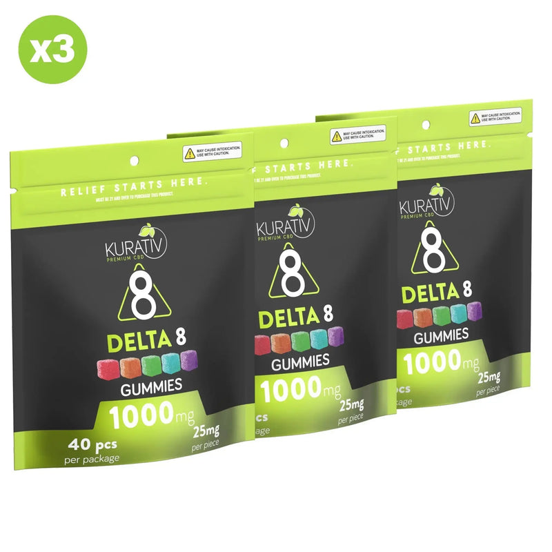Delta 8 Gummies 1000mg - Available in Multiple Flavors Kurativ Premium CBD