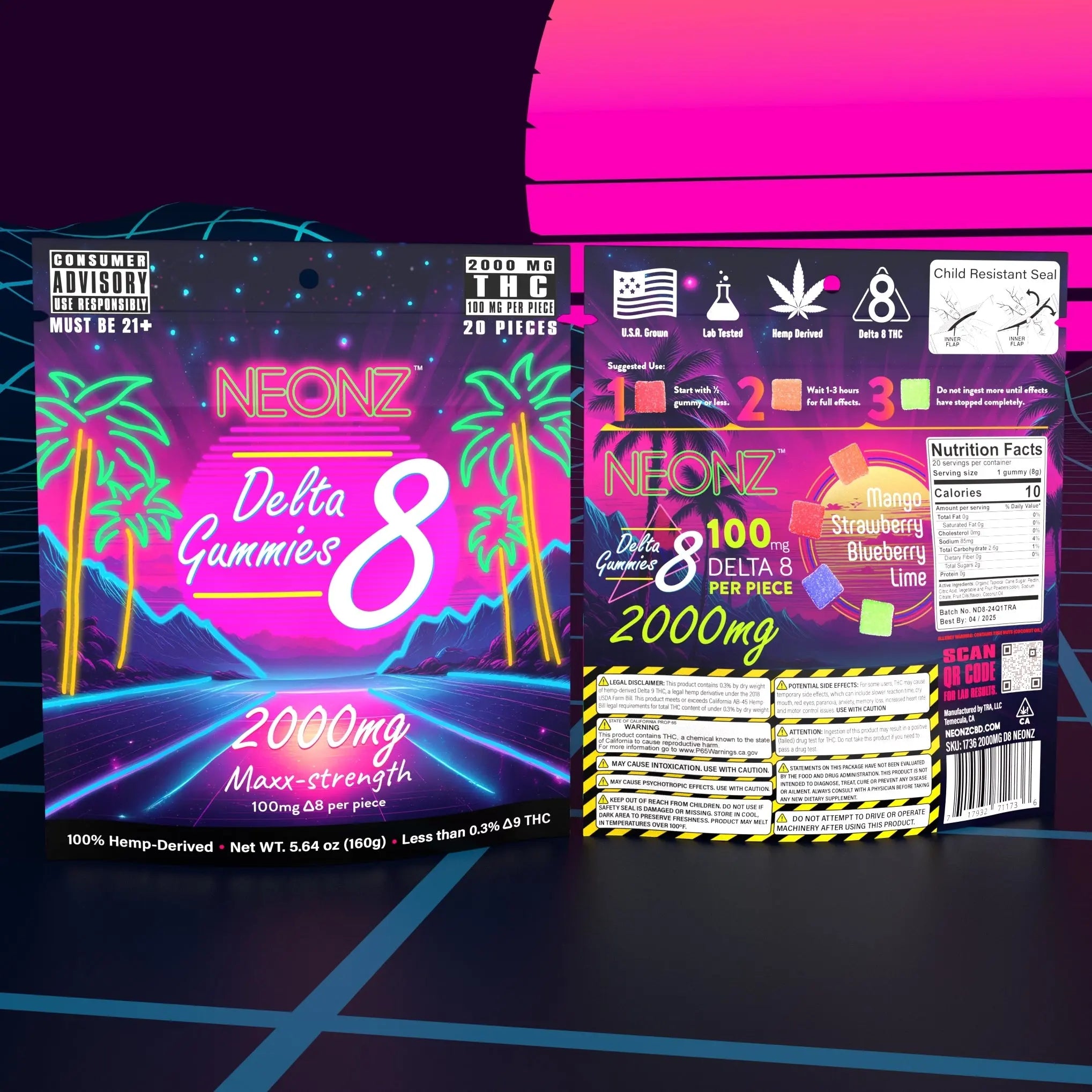 Delta 8 Gummies 2000mg – High Strength 100mg each Kurativ Premium CBD