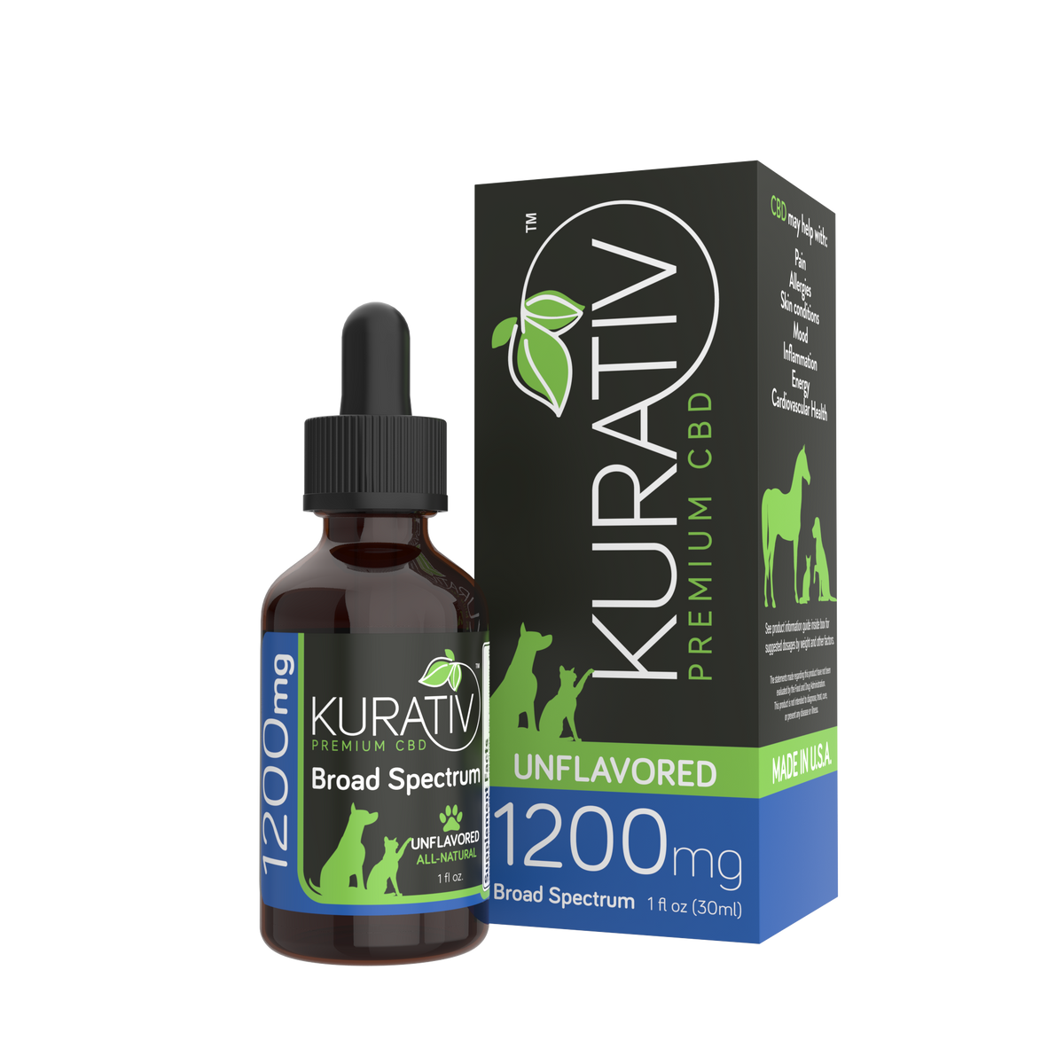 Broad Spectrum (THC-Free) Pet CBD Oil 1200mg | Kurativ Broad Spectrum (THC-Free) Pet CBD Oil 1200mg | Kurativ