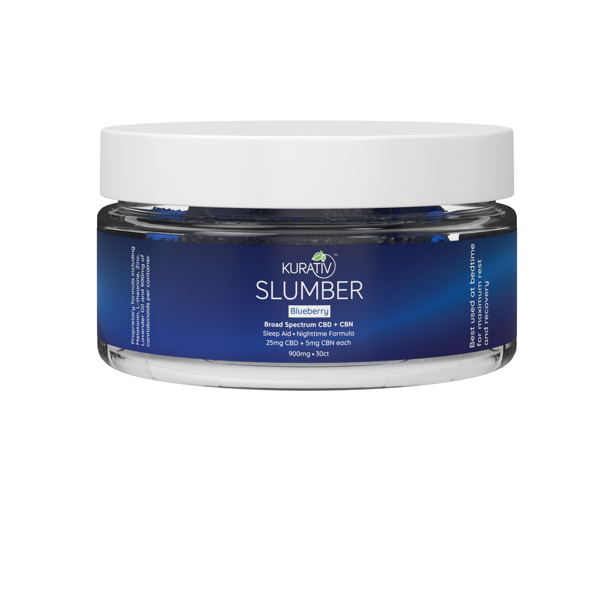 Kurativ Slumber Broad Spectrum THC-Free CBD + CBN Blueberry Gummies 900mg 30ct jar