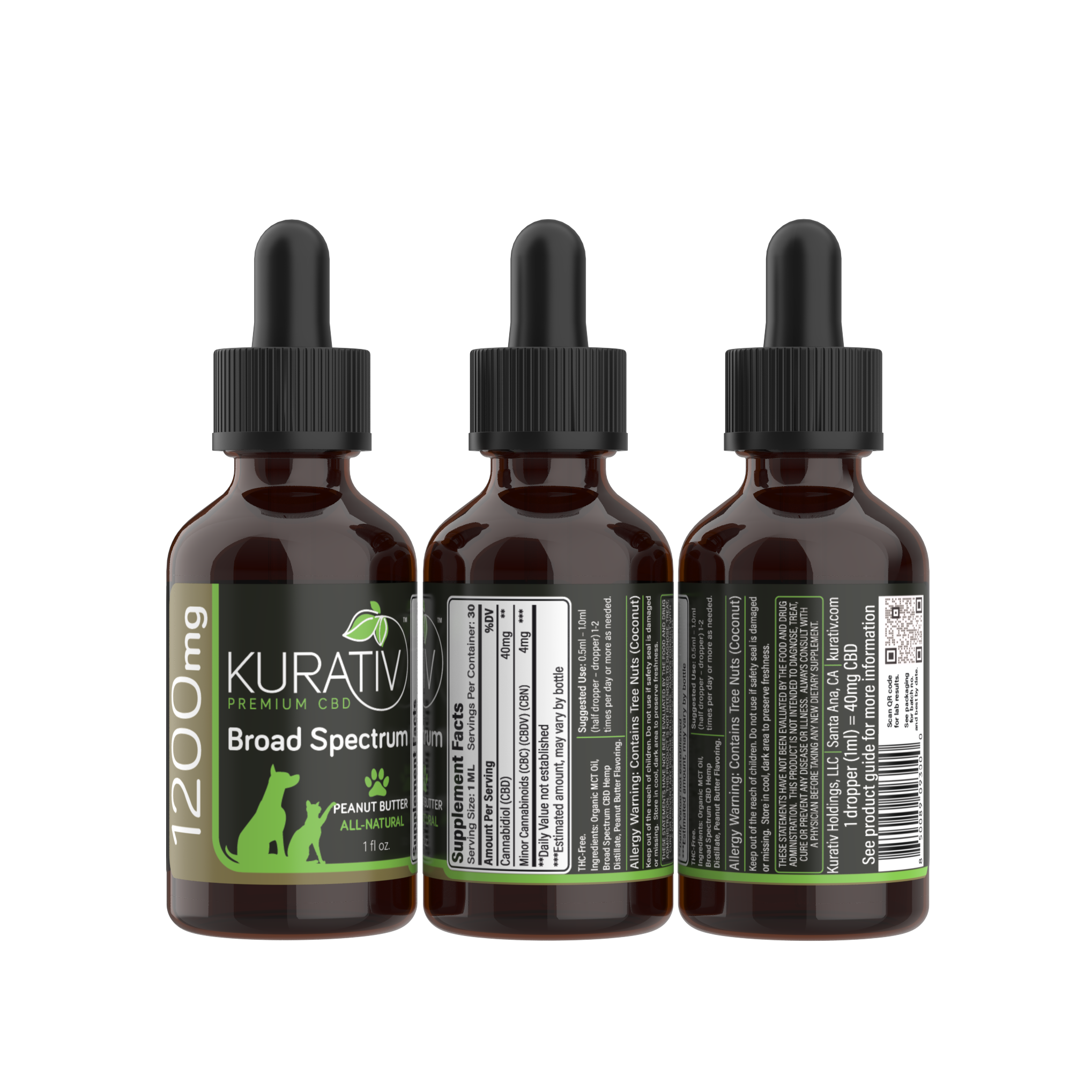 Broad Spectrum Pet CBD Oil 1200mg