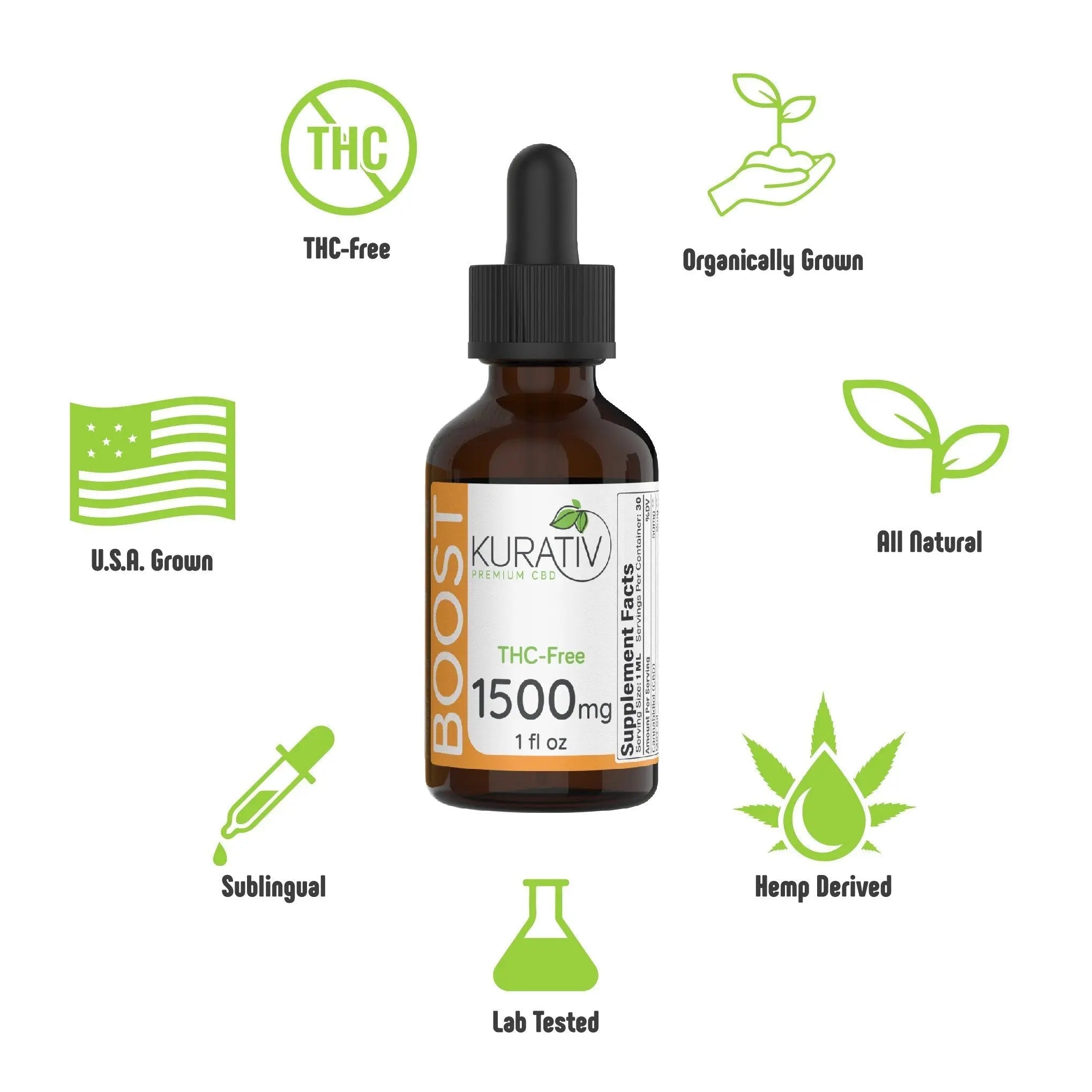 Kurativ Premium Boost CBD Daytime Oil 1500mg