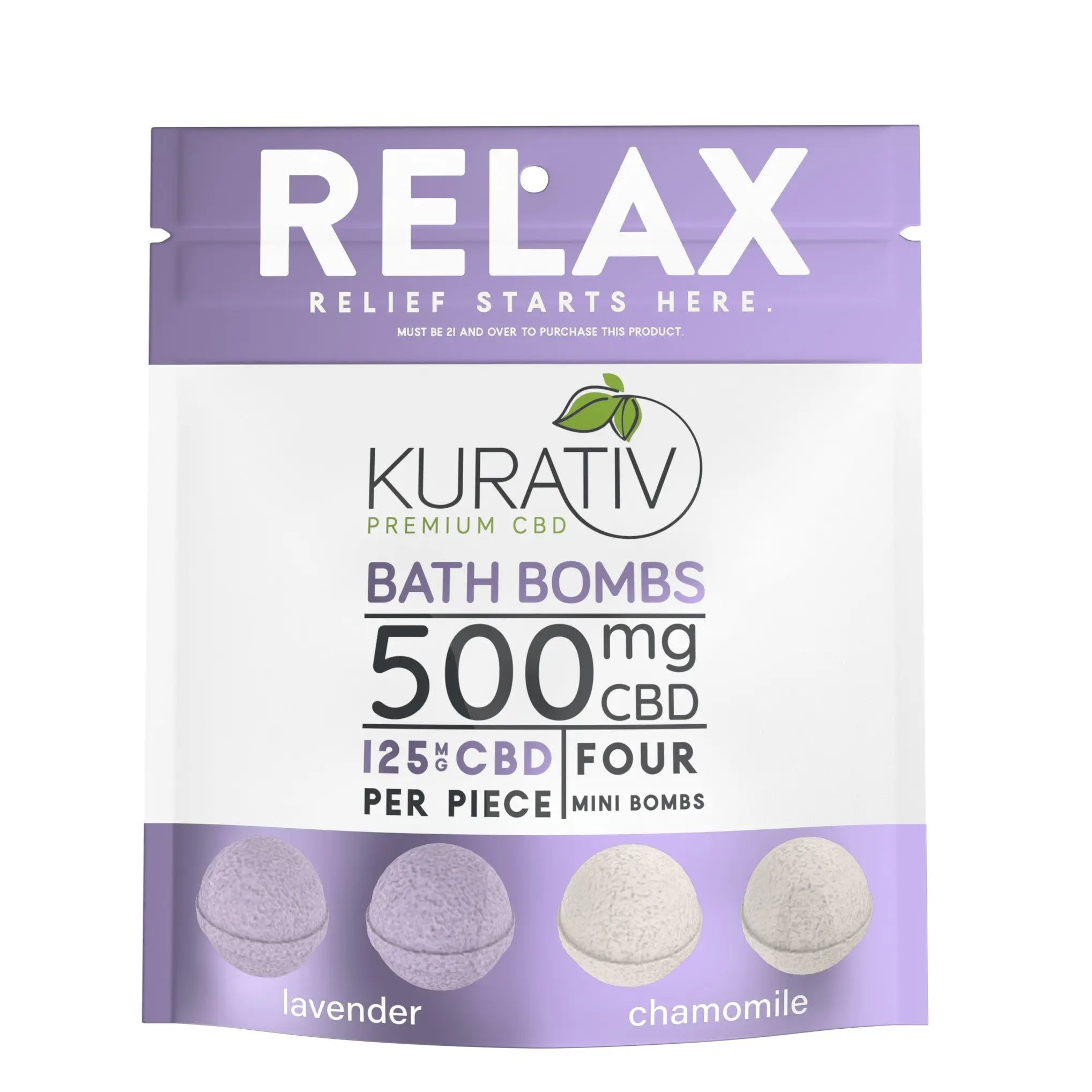 Kurativ Premium CBD Mini Bath Bombs 500mg