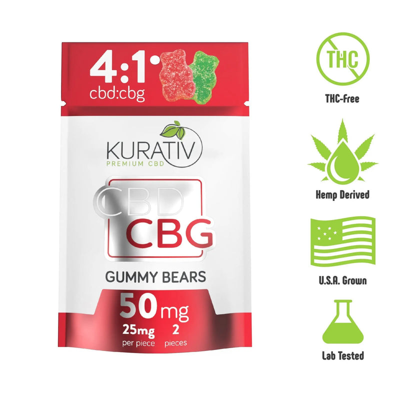 Kurativ Premium THC-Free CBG Gummies 50mg (2-pack)
