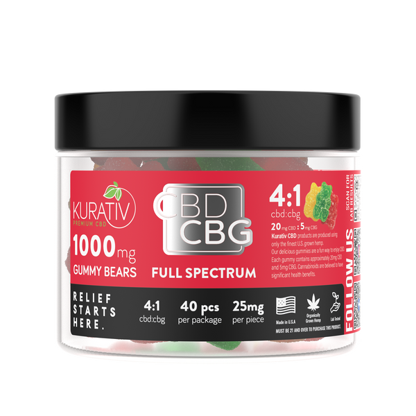Full Spectrum CBG Gummy Bears 1000mg $64.99 - Kurativ Premium CBD