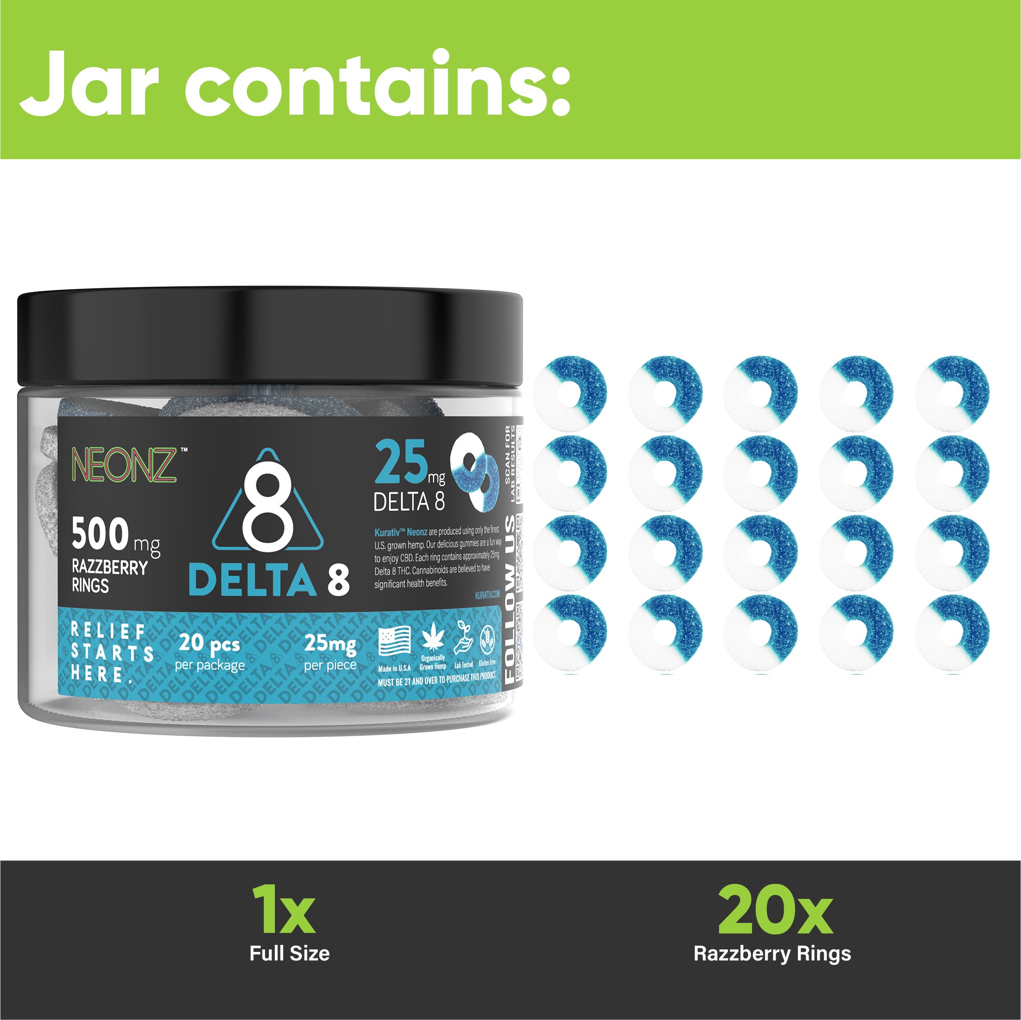 Delta 8 Gummies Multi-Flavor 500mg $39.99 - Kurativ Premium CBD