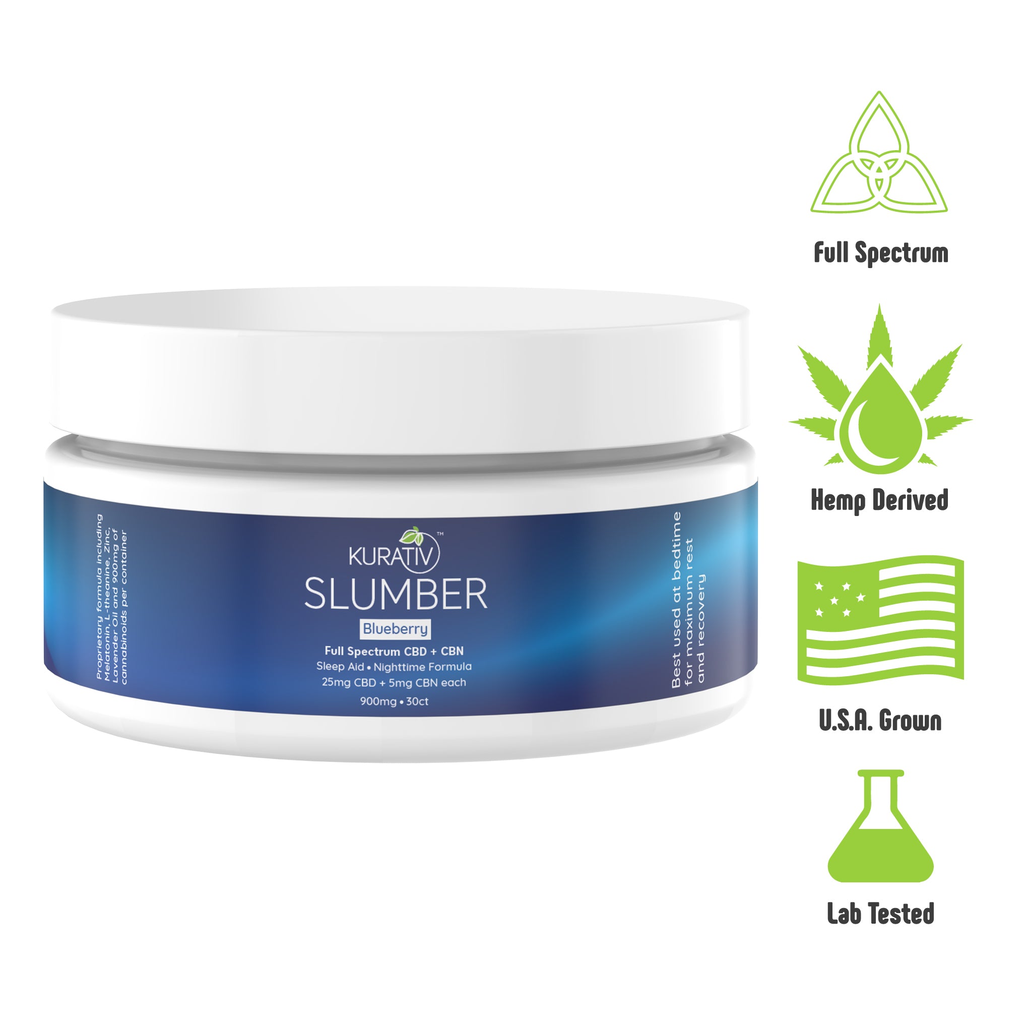 Slumber CBD Gummies 900mg - Natural Sleep Support | Kurativ