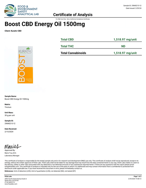 Boost CBD Daytime Oil 1500mg