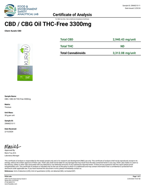 THC-Free CBG Oil 3300mg