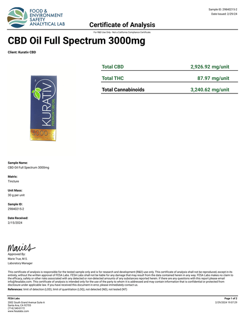 Full Spectrum CBD Oil 3000mg