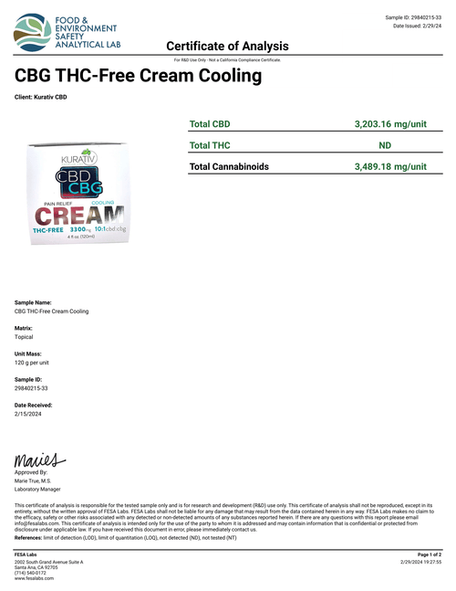 THC-Free 3300mg CBG Cream