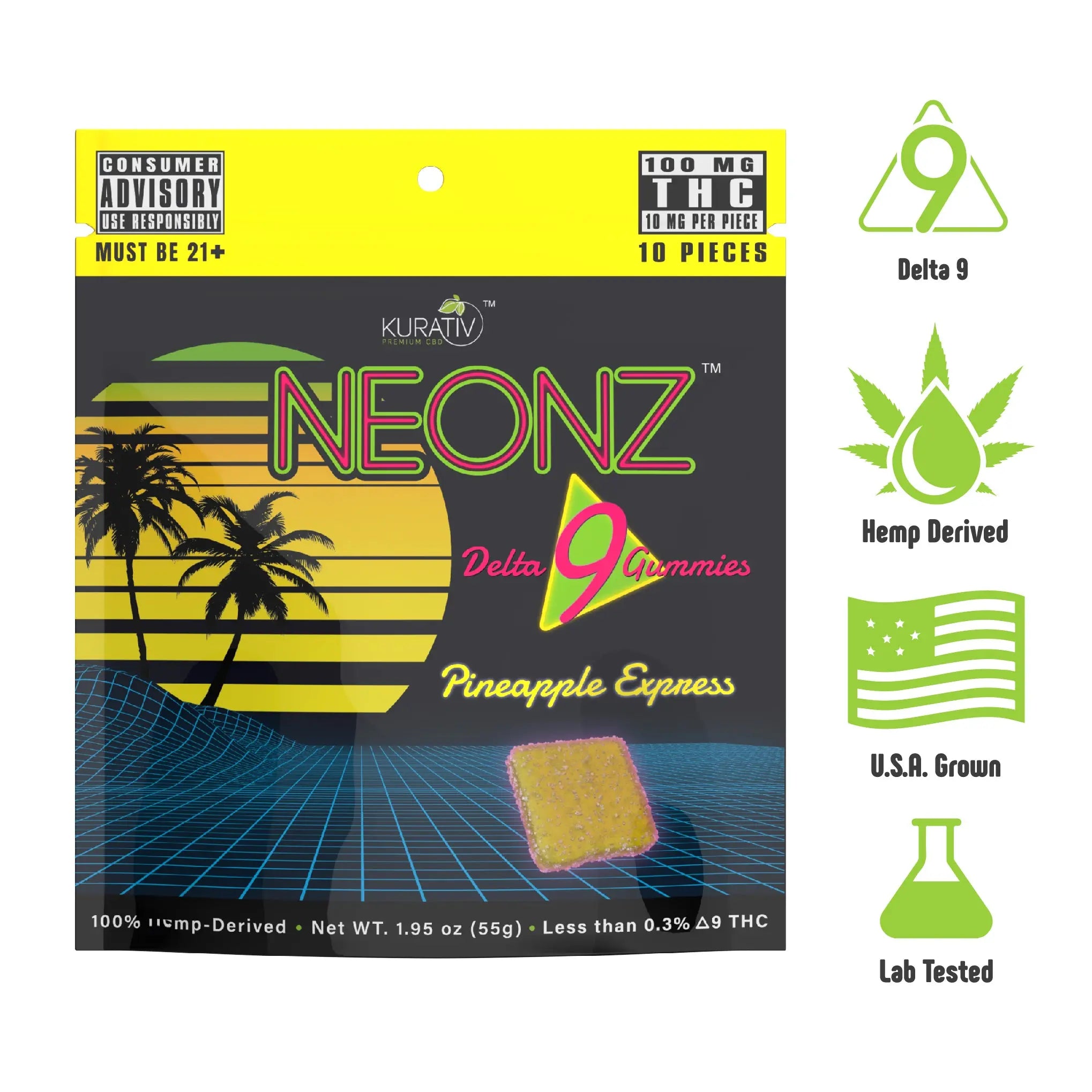 Delta 9 Gummies 100mg - Available in Multiple Flavors Kurativ Premium CBD