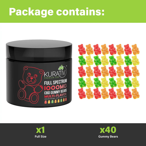 Full Spectrum CBD Gummy Bears 1000mg Kurativ Premium CBD