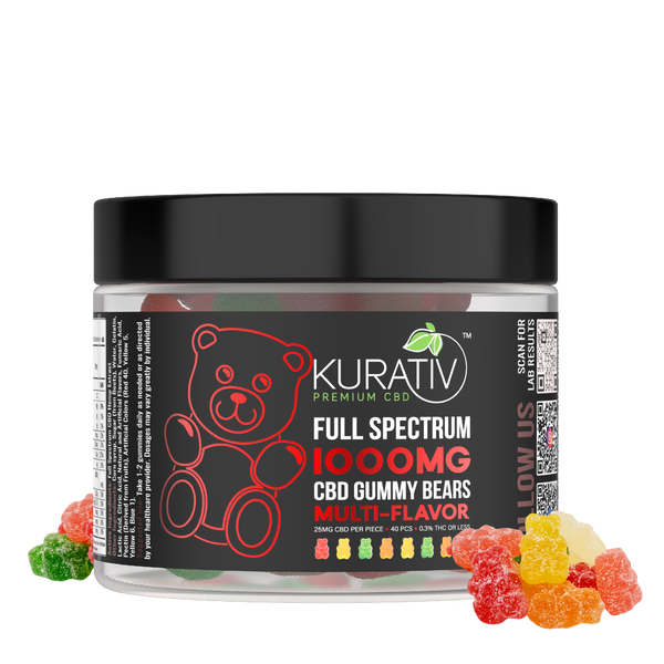 Full Spectrum CBD Gummy Bears 1000mg - Daily CBD Gummies | Kurativ