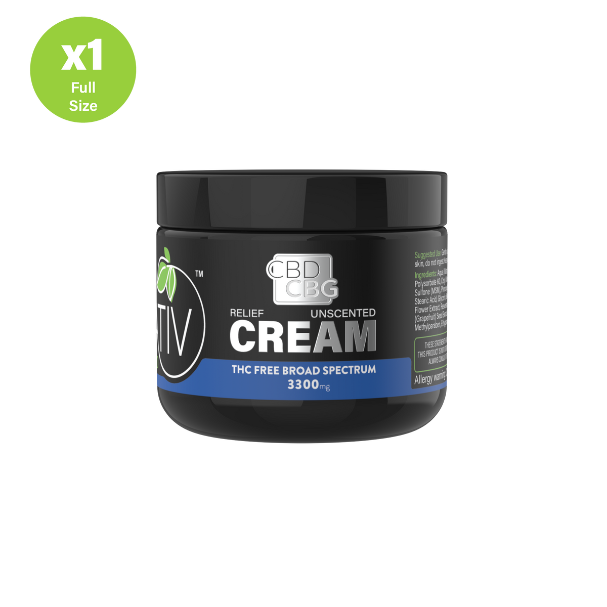 Broad Spectrum (THC-Free) CBD + CBG Cream 3300mg