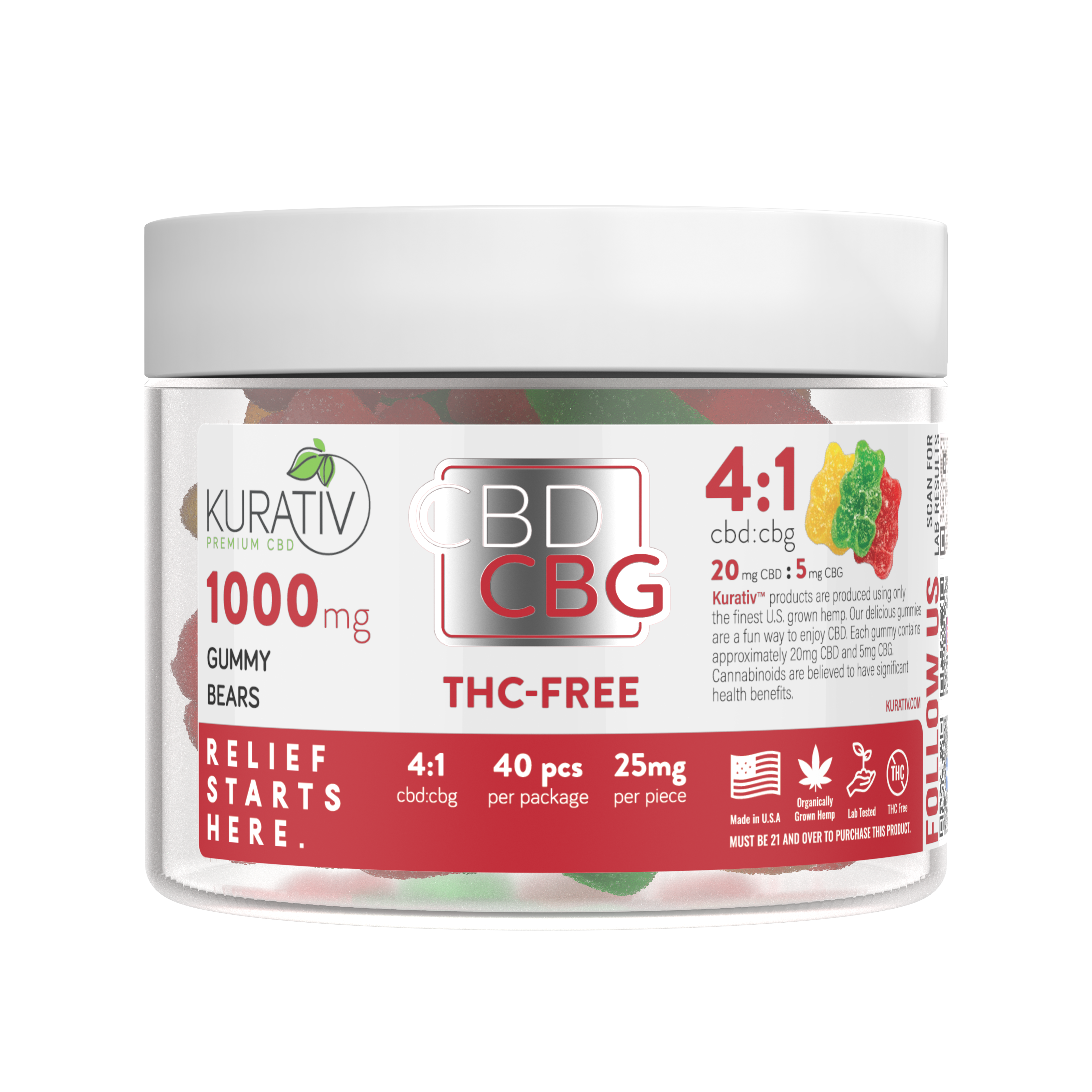 THC-Free CBG Gummies 1000mg - Available in Multiple Flavors