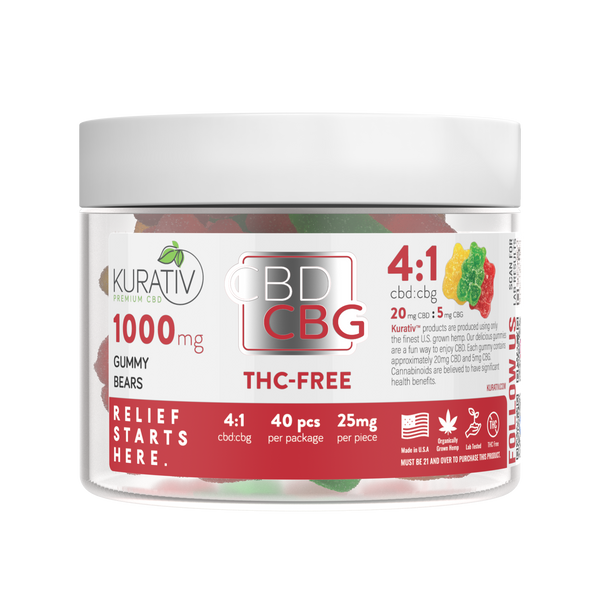 THC-Free CBG Gummy Bears 1000mg $59.99 - Kurativ Premium CBD