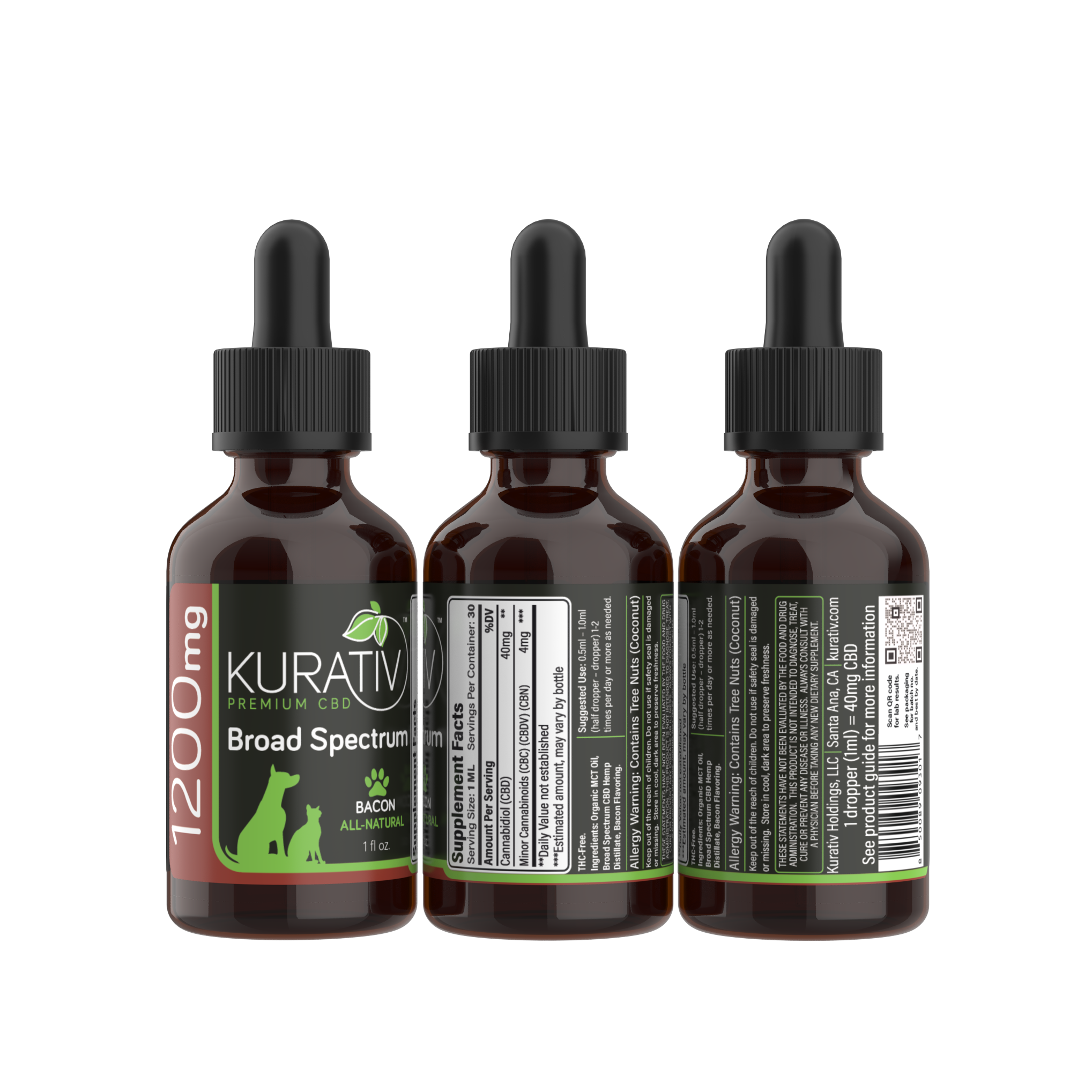 Broad Spectrum Pet CBD Oil 1200mg