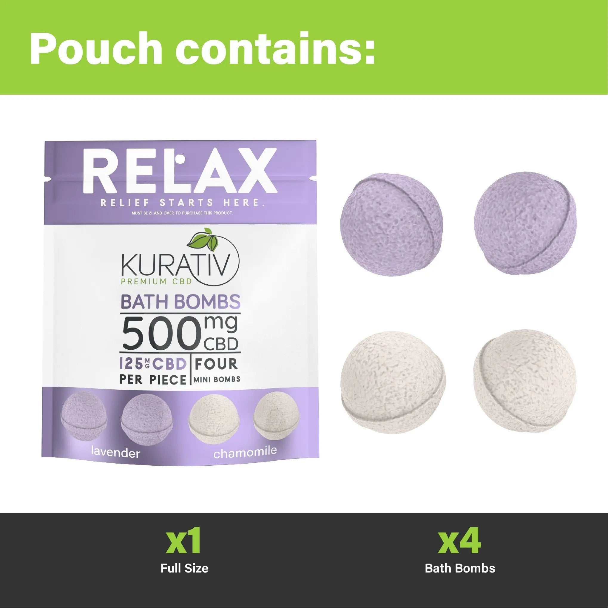 Kurativ Premium CBD Mini Bath Bombs 500mg 