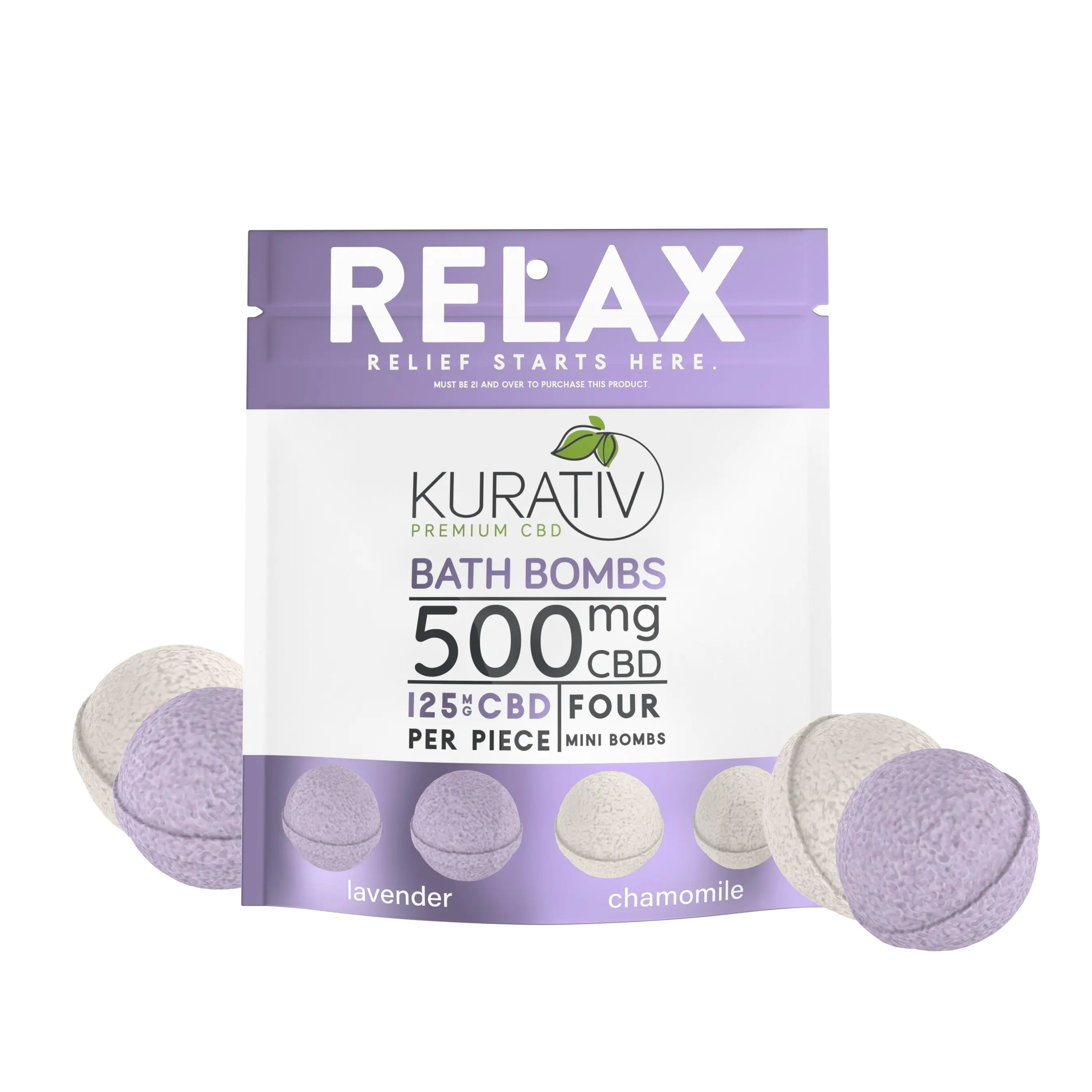 Kurativ Premium CBD Mini Bath Bombs 500mg 