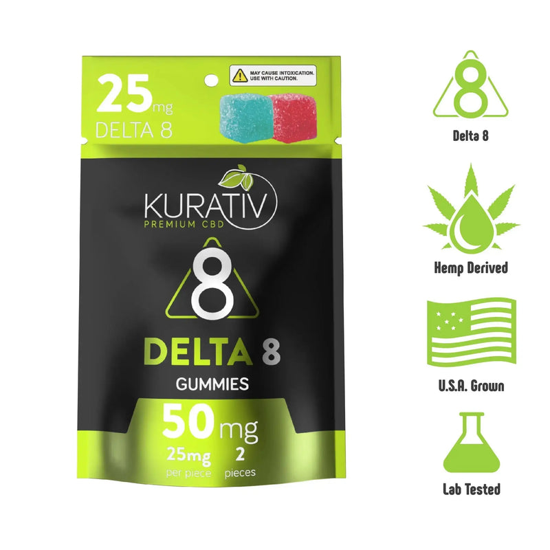 Kurativ Premium Delta 8 Gummies 50mg (2-Pack Sample) 