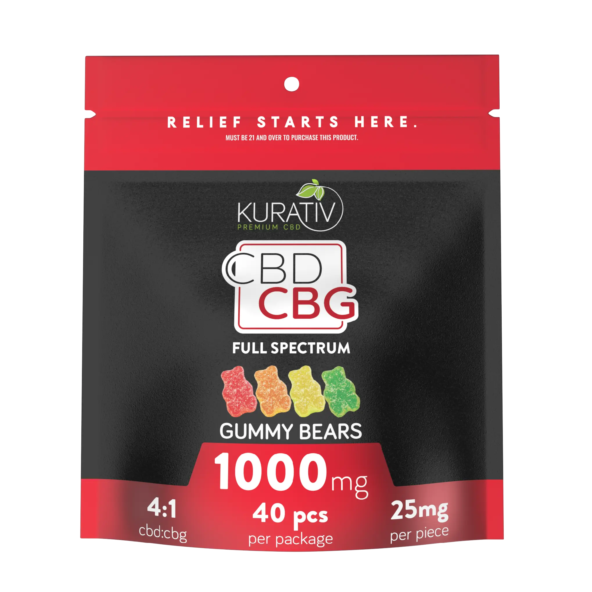 Kurativ Premium Full Spectrum CBG Gummies 1000mg 