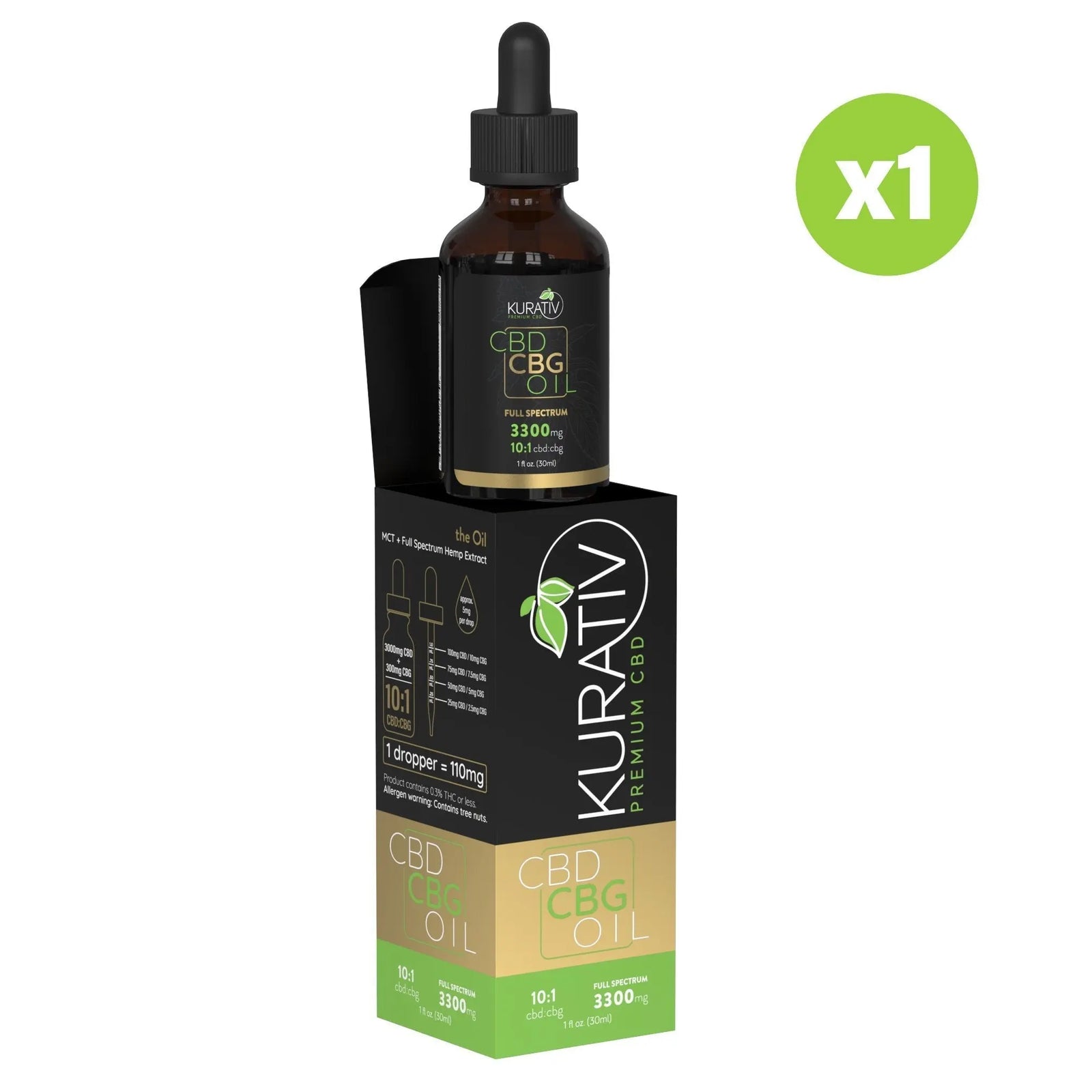 Full Spectrum CBG Oil 3300mg $139.99 - Kurativ Premium CBD