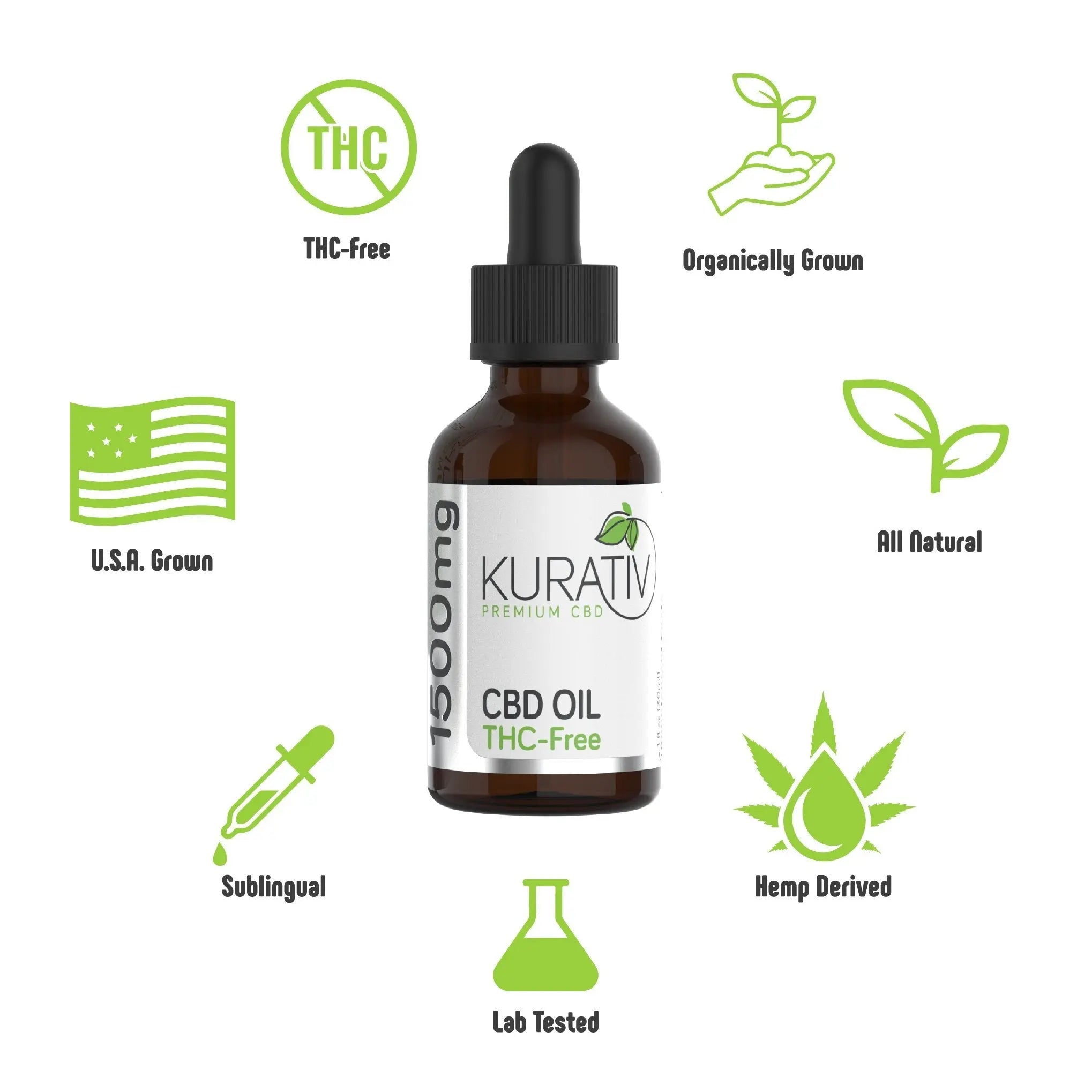 Kurativ Premium THC-Free CBD Oil 1500mg